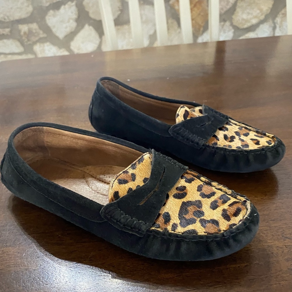 LAUREN Ralph Lauren Camila Penny Loafers Black Leopard Print Suede US Size 7B